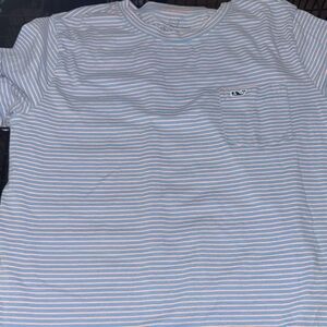 Vineyard Vines kids Light Blue and White Striped Tee